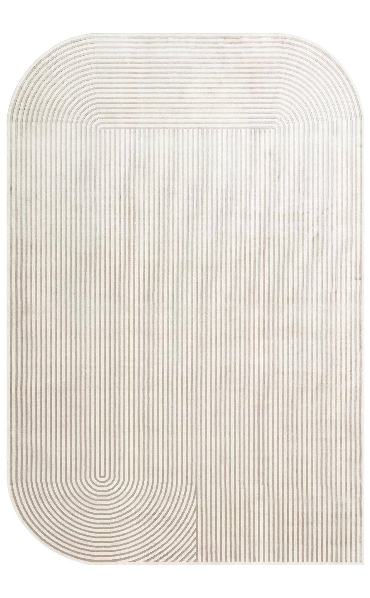MERANO MRN 03 CREAM GREY  Geometrik Desenli Yüksek Kalite Sık Dokuma Salon Halısı