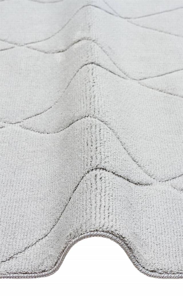 MISSORI MSR 03 GREY  Hav Toz Vermez Sade Desenli Yumuşak Dokulu Modern Makine Halısı