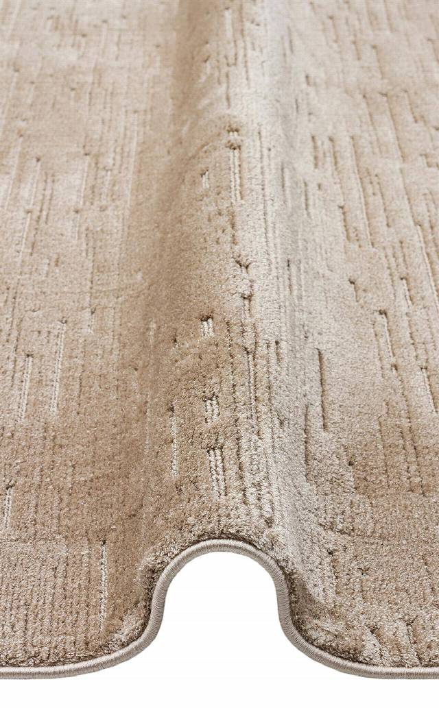 MISSORI MSR 05 BEIGE  Hav Toz Vermez Sade Desenli Yumuşak Dokulu Modern Makine Halısı