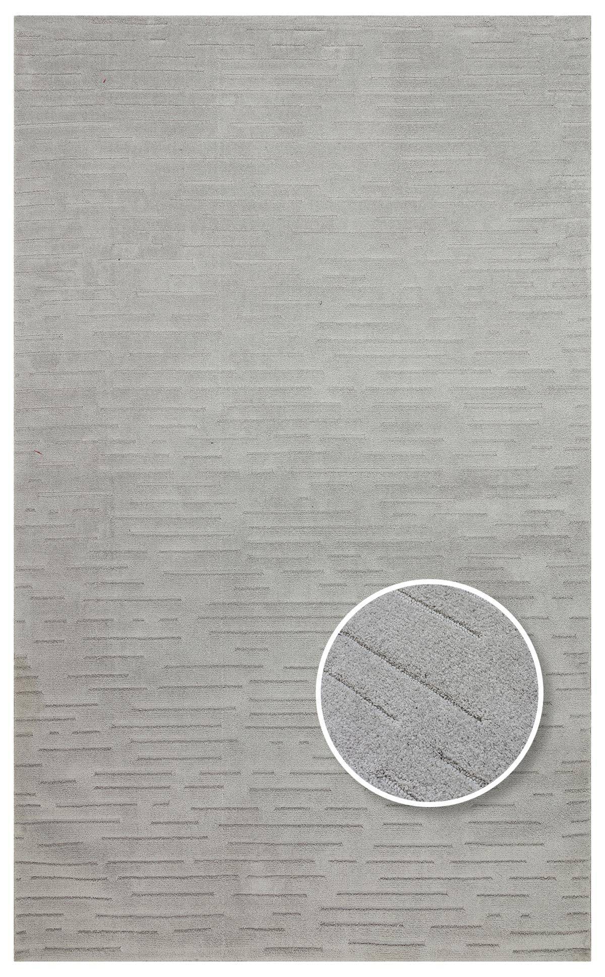 MISSORI MSR 05 GREY  Hav Toz Vermez Sade Desenli Yumuşak Dokulu Modern Makine Halısı