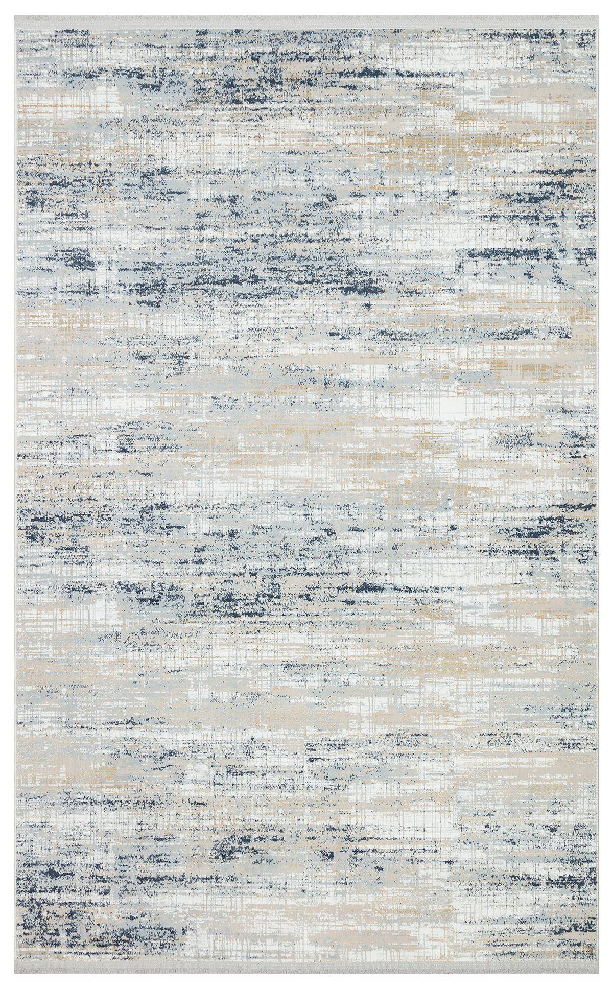 MODENA MDN 05 CREAM BLUE  Şık ve Modern Sıkı Dokuma Hav Toz Vermez Makine Halısı