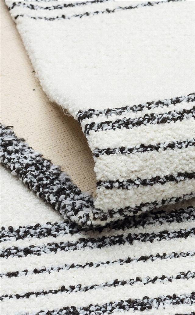 NEVADA NVD 02 WHITE BLACK  Özel Moroccon Tuşeli Hav Toz Vermez Kaymaz Tabanlı İnce Dokuma Modern Halı