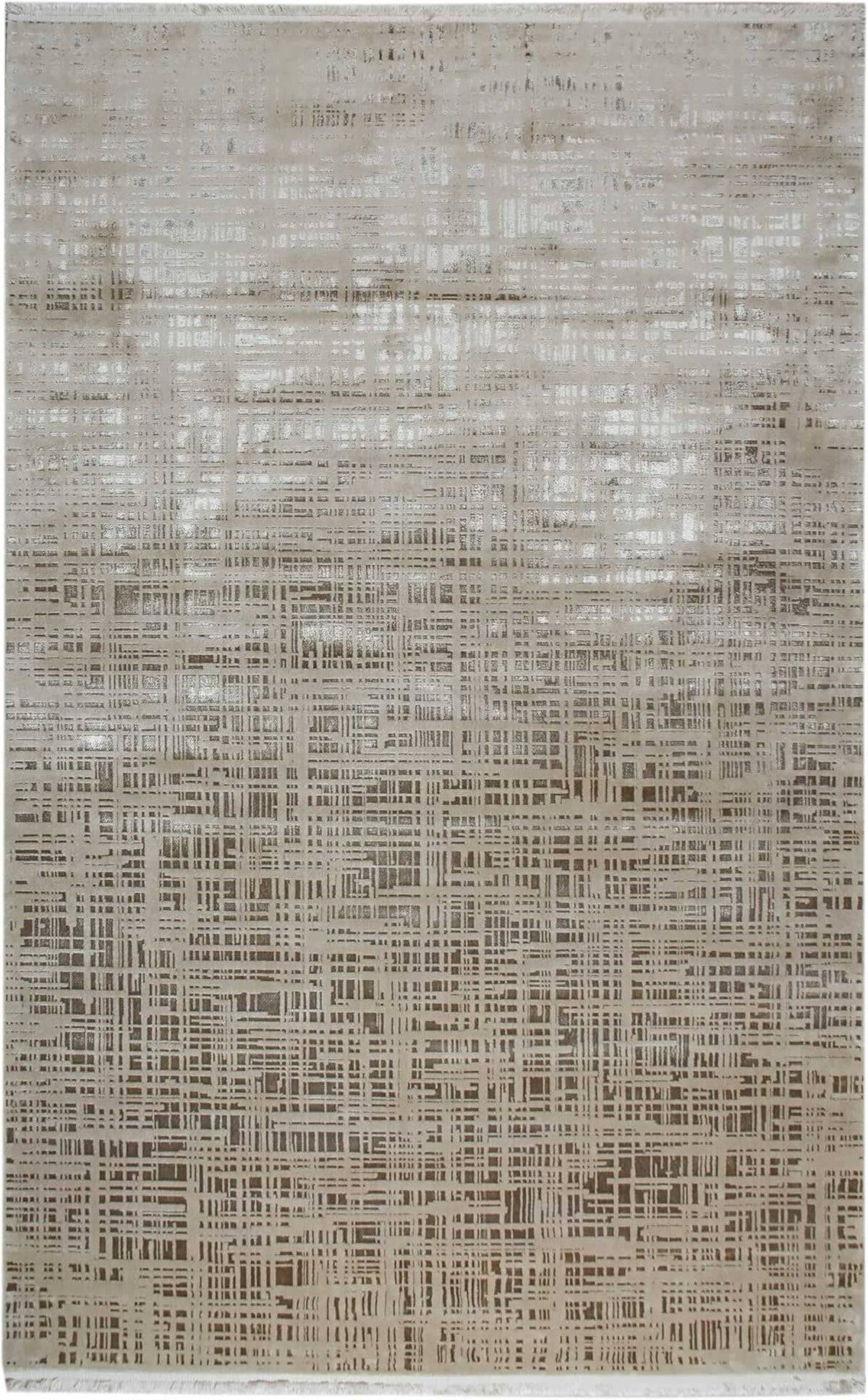 PALERMO PL 01 BEIGE  Tek Renk Işıltılı Bambu Floş Modern Makine Halı