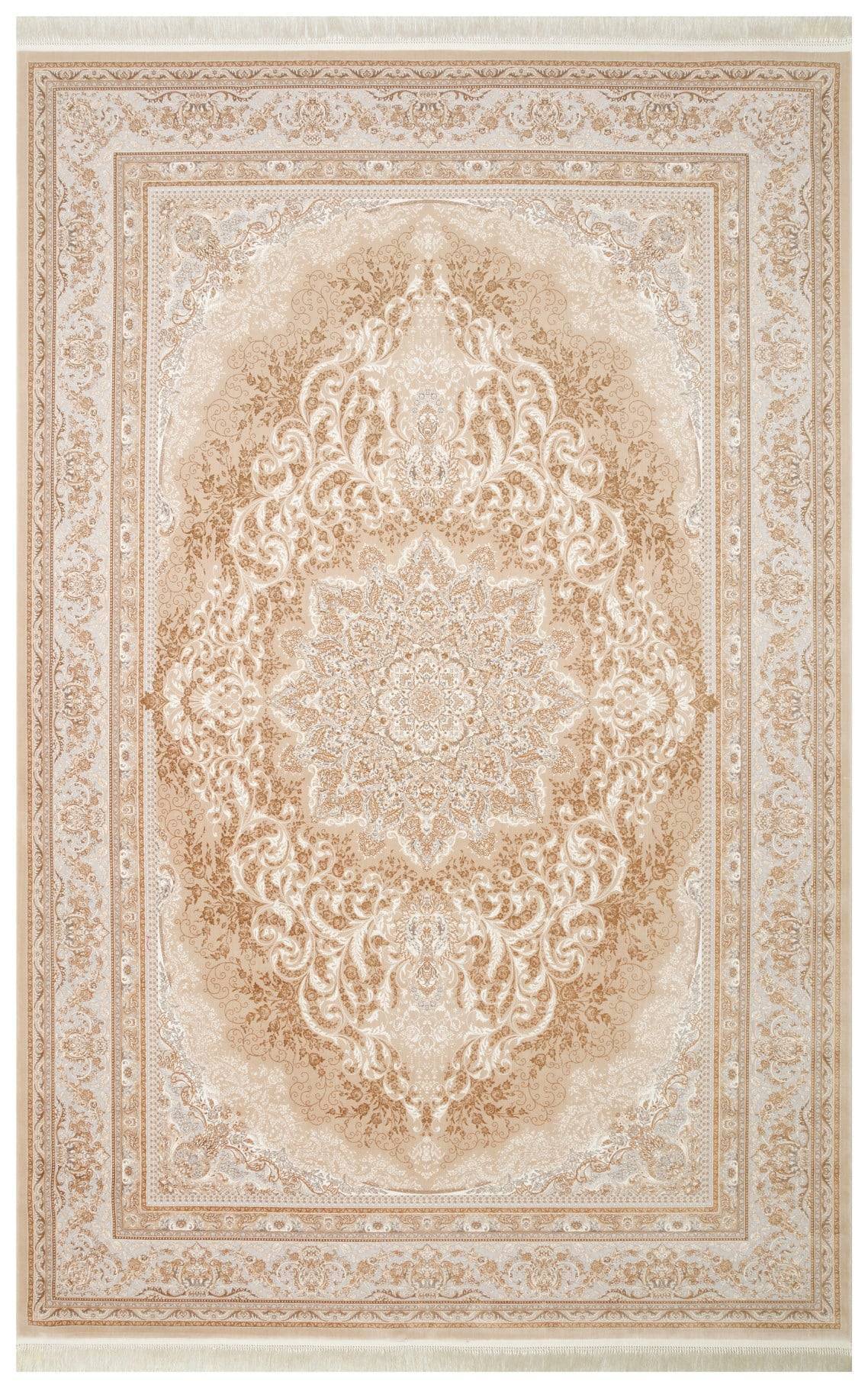 PERSIAN PER 01 BEIGE  Klasik Desenli Yüksek Kalite Sıkı ve İnce Dokuma Yaklaşık 3 Milyon Point Makine Halısı