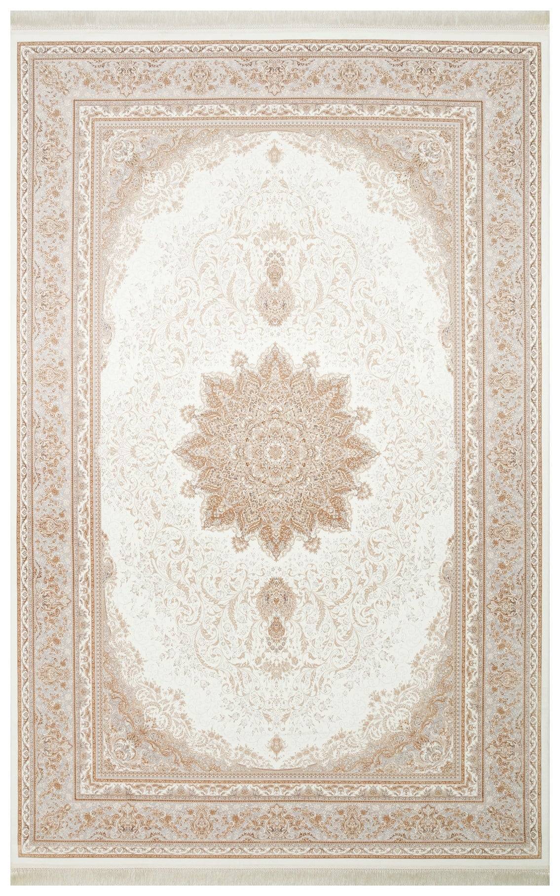 PERSIAN PER 01 CREAM  Klasik Desenli Yüksek Kalite Sıkı ve İnce Dokuma Yaklaşık 3 Milyon Point Makine Halısı