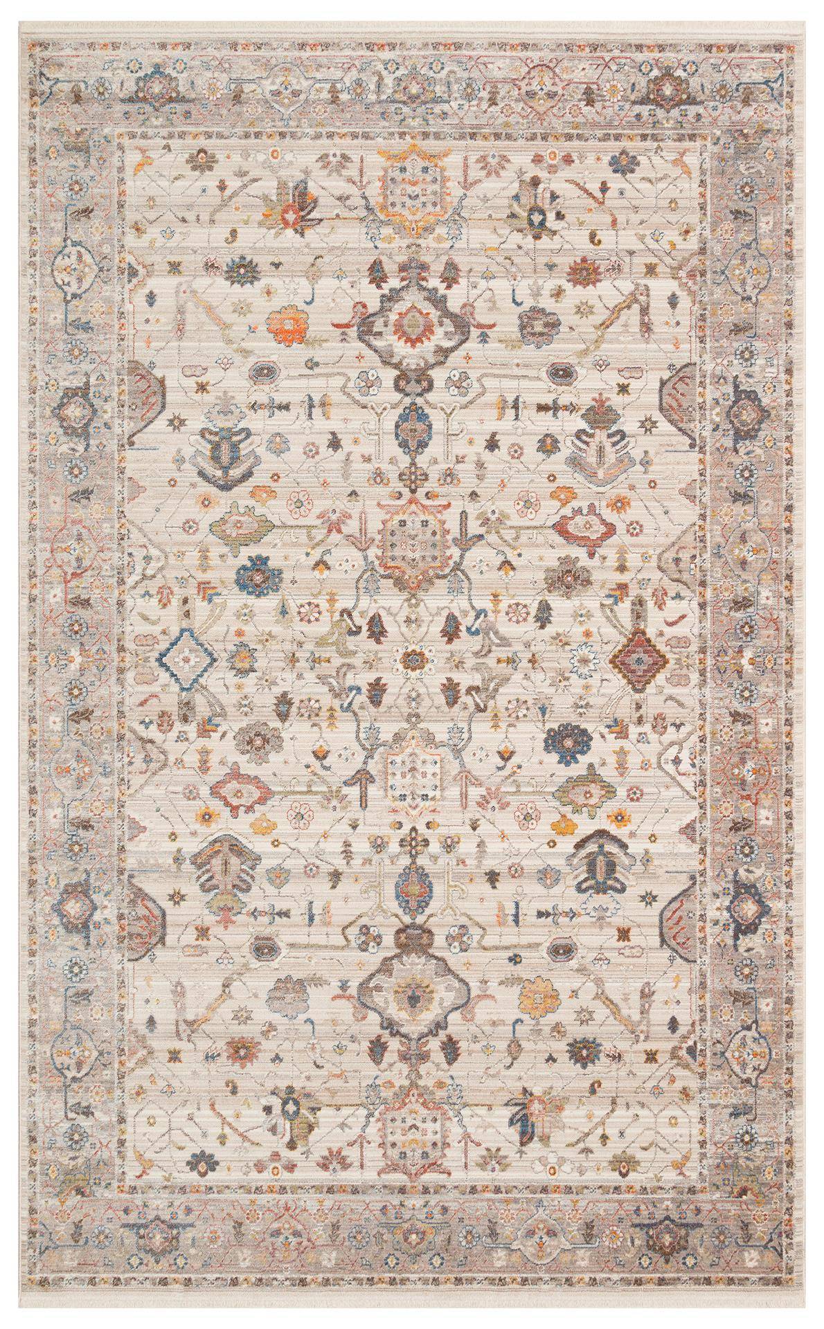 PIETRA PTA 01 CREAM GREY  Sıcak Renk Tonlarını Etnik Desenler ile Buluşturan Yumuşak Tuşeli Makine Halısı
