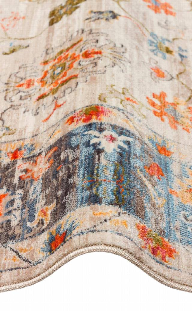 PIETRA PTA 19 BEIGE MULTY  Sıcak Renk Tonlarını Etnik Desenler ile Buluşturan Yumuşak Tuşeli Makine Halısı