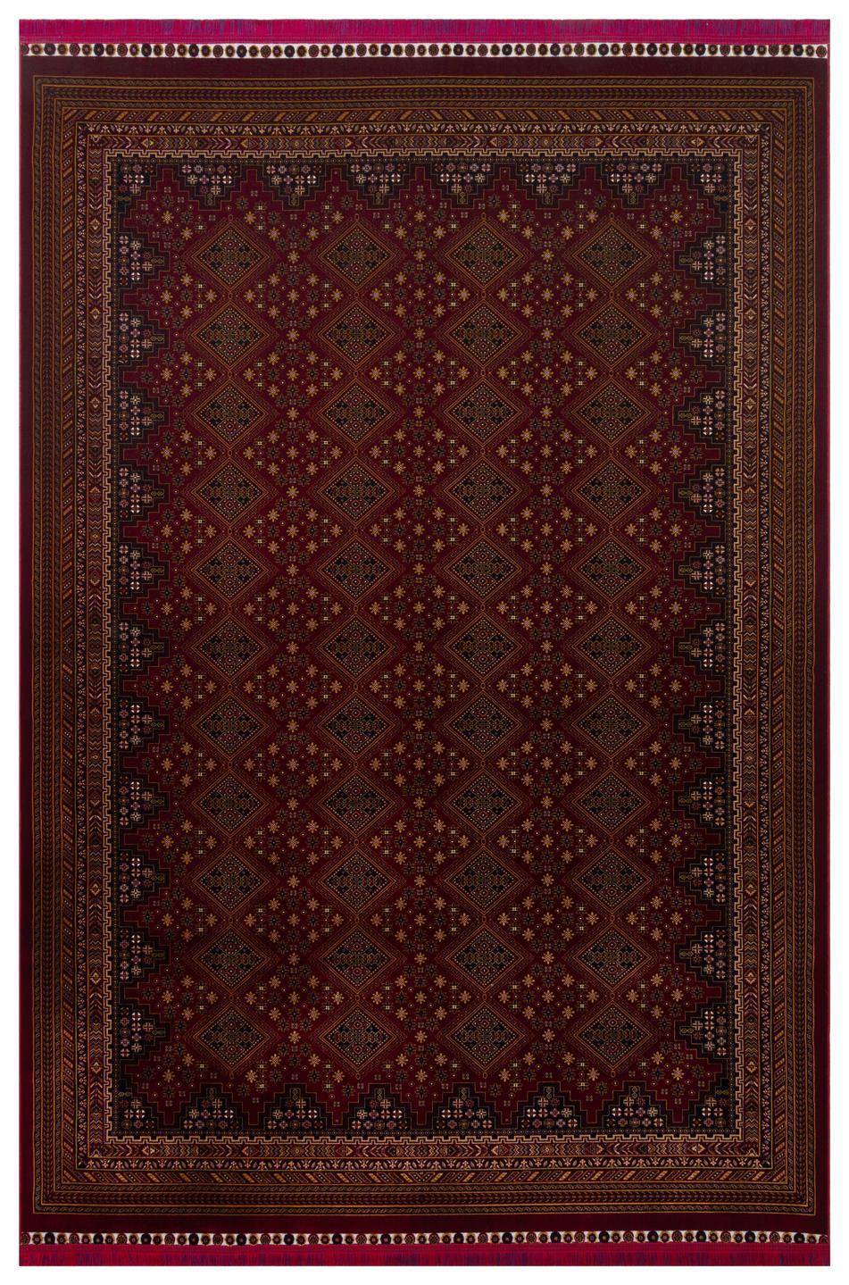 SATEEN AFGHAN SFG 01 RED  Yıkanabilir Afgan Desenli Hav Toz Vermeyen Kaymaz Tabanlı Sık Dokuma Halı