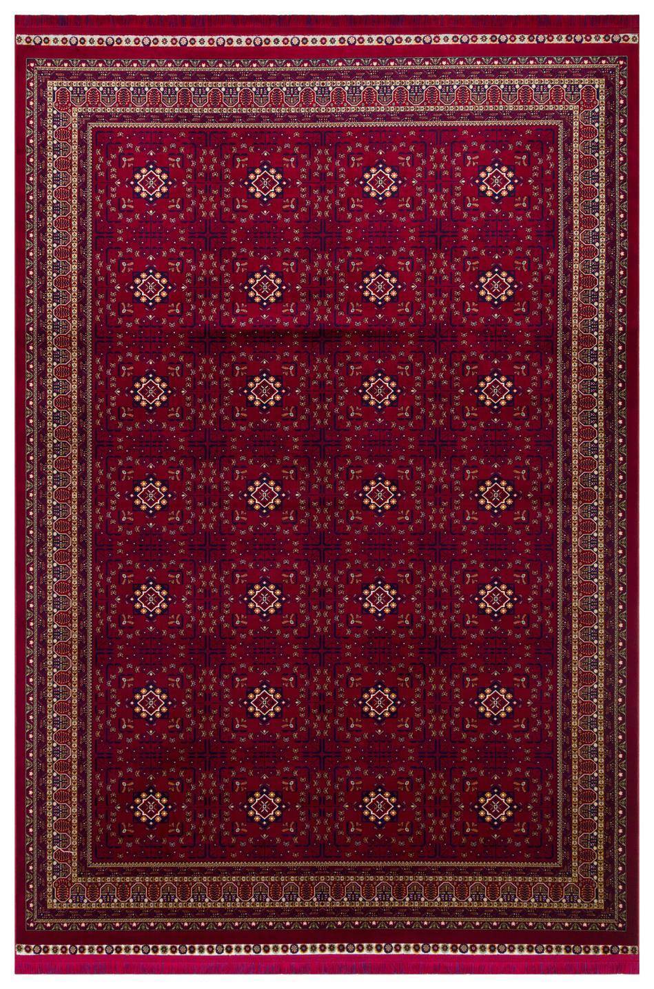 SATEEN AFGHAN SFG 03 RED  Yıkanabilir Afgan Desenli Hav Toz Vermeyen Kaymaz Tabanlı Sık Dokuma Halı