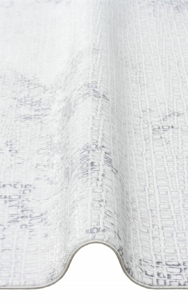 SATEEN ST 108 CREAM GREY  Yıkanabilir Kaymaz Tabanlı Hav Vermez Sık Dokuma Modern Halı