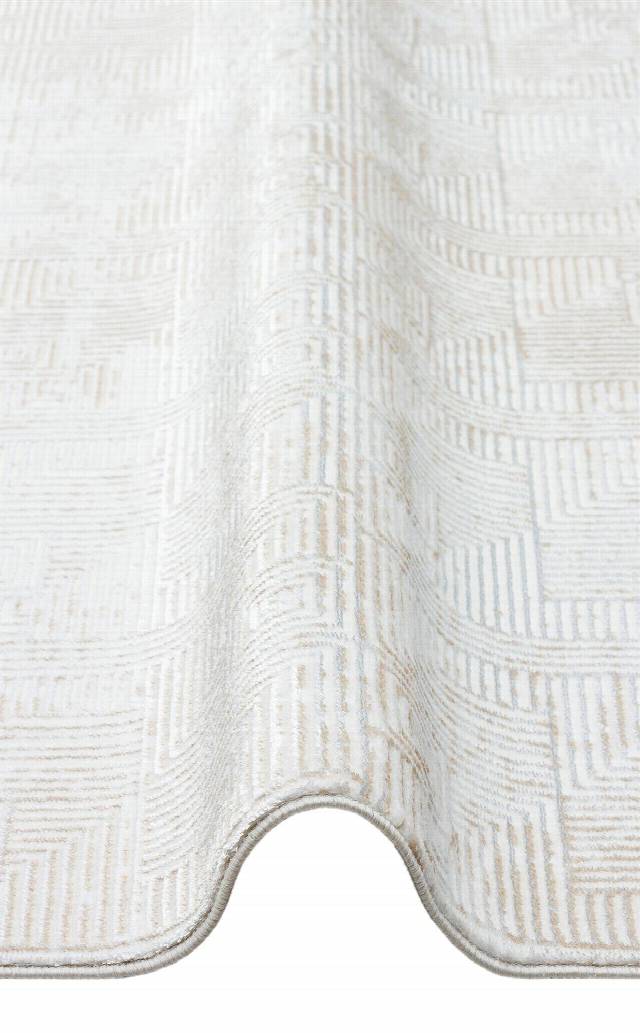 SATEEN ST 109 CREAM BEIGE  Yıkanabilir Kaymaz Tabanlı Hav Vermez Sık Dokuma Modern Halı