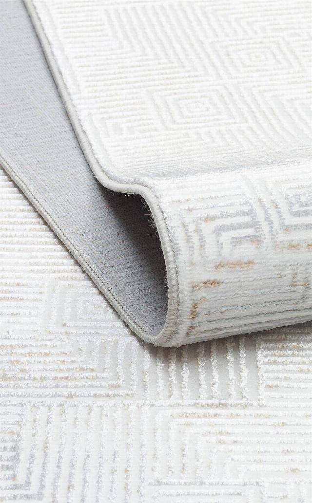 SATEEN ST 109 CREAM BEIGE  Yıkanabilir Kaymaz Tabanlı Hav Vermez Sık Dokuma Modern Halı