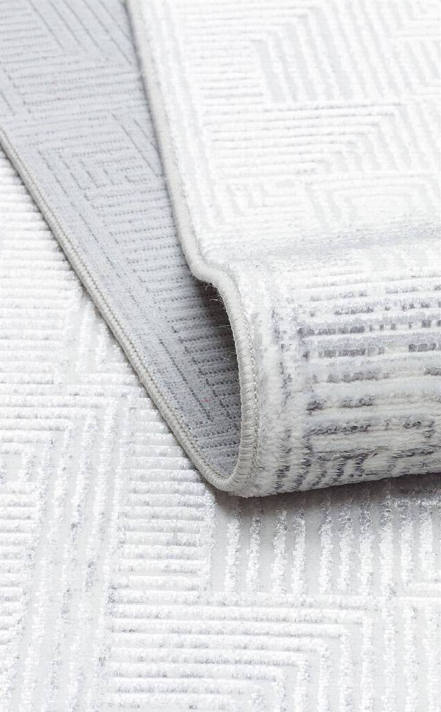 SATEEN ST 109 CREAM GREY  Yıkanabilir Kaymaz Tabanlı Hav Vermez Sık Dokuma Modern Halı