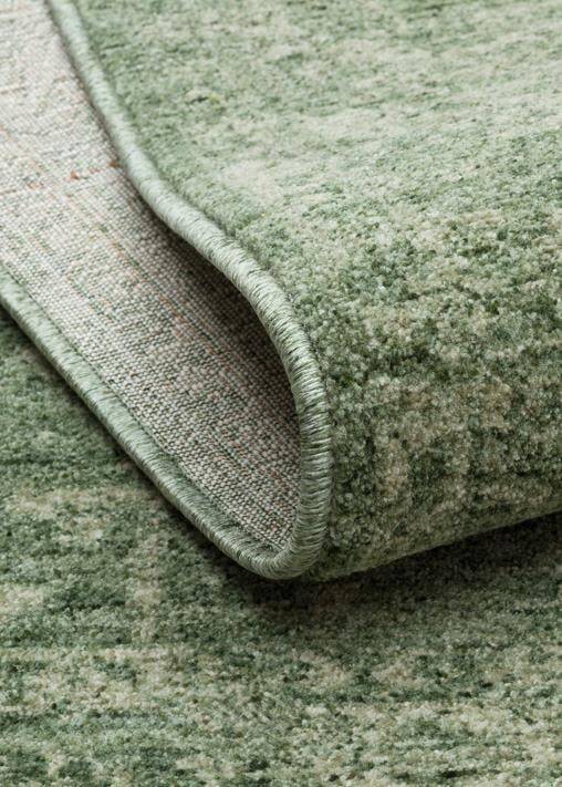 SHIRAZ SHR 02 GREEN  Vintage Eskitme Desenli Modern Yumuşak Dokulu Makine Halısı