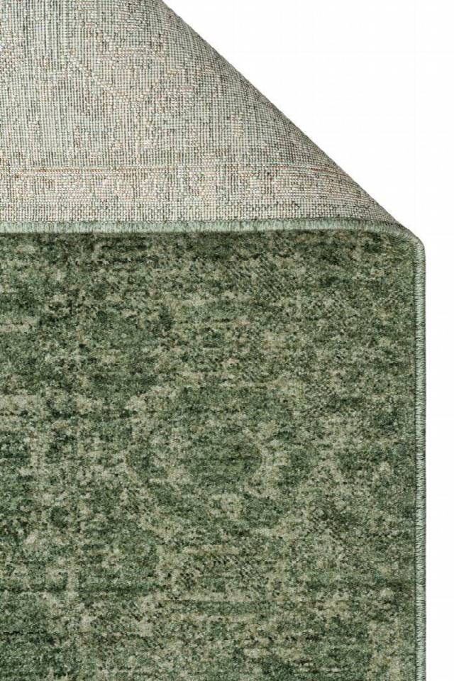 SHIRAZ SHR 02 GREEN  Vintage Eskitme Desenli Modern Yumuşak Dokulu Makine Halısı