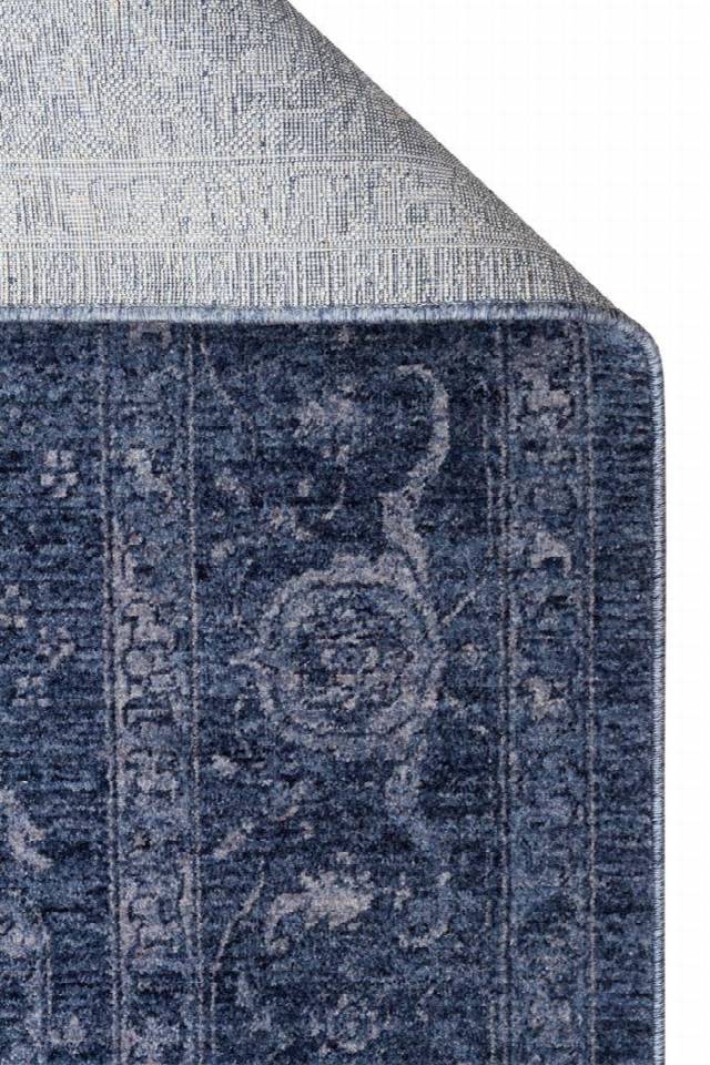 SHIRAZ SHR 03 NAVY  Vintage Eskitme Desenli Modern Yumuşak Dokulu Makine Halısı