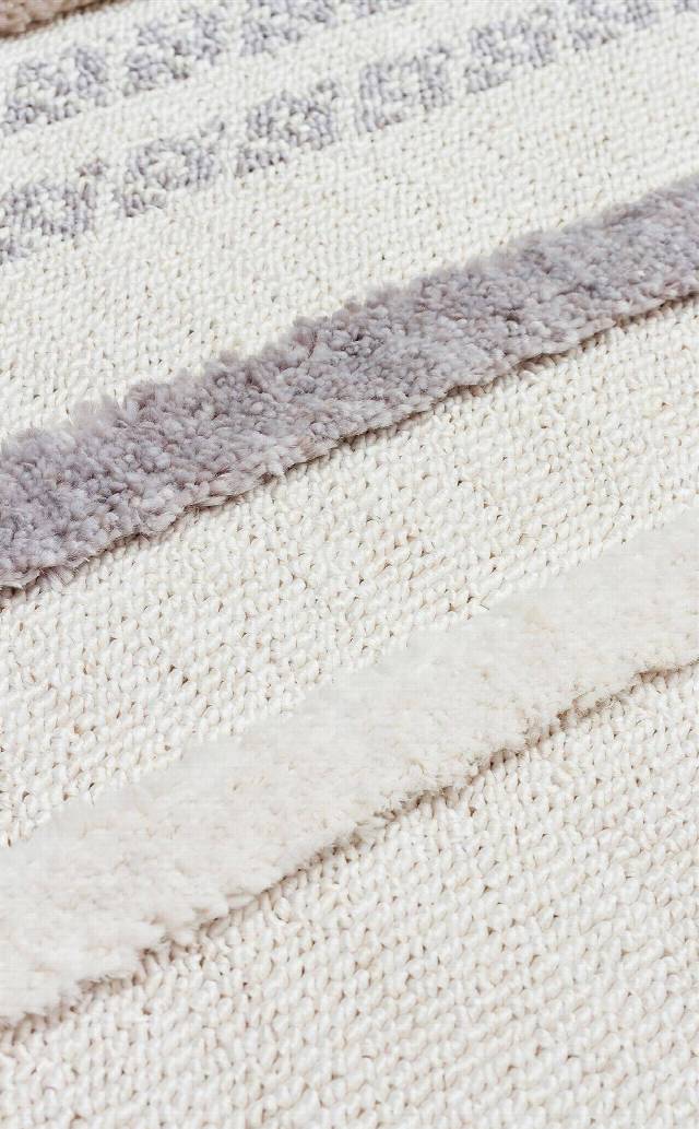 TERAZZO TRZ 01 WHITE GREY  Hav Toz Vermez Yumuşak Dokulu Etnik Örgü Desenlere Sahip Modern İskindinav Halı