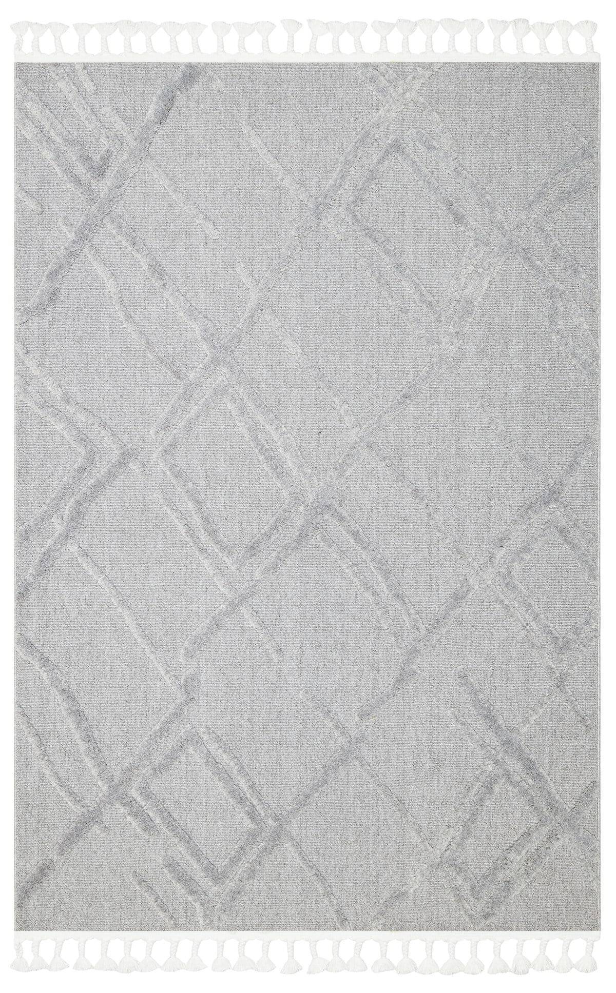 TERAZZO TRZ 03 GREY  Hav Toz Vermez Yumuşak Dokulu Etnik Örgü Desenlere Sahip Modern İskindinav Halı