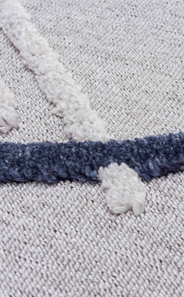 TERAZZO TRZ 03 GREY NAVY  Hav Toz Vermez Yumuşak Dokulu Etnik Örgü Desenlere Sahip Modern İskindinav Halı