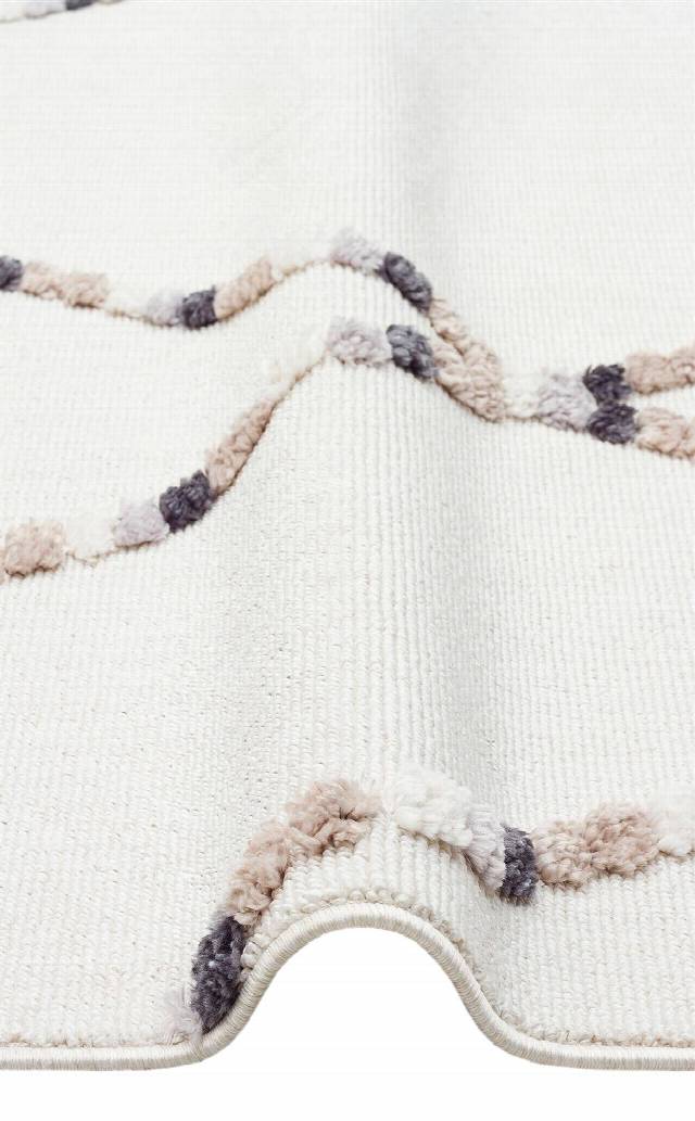 TERAZZO TRZ 04 WHITE BEIGE  Hav Toz Vermez Yumuşak Dokulu Etnik Örgü Desenlere Sahip Modern İskindinav Halı