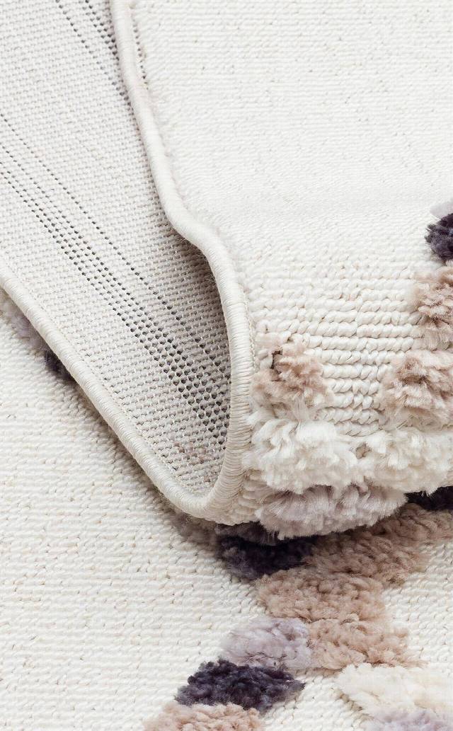 TERAZZO TRZ 04 WHITE BEIGE  Hav Toz Vermez Yumuşak Dokulu Etnik Örgü Desenlere Sahip Modern İskindinav Halı