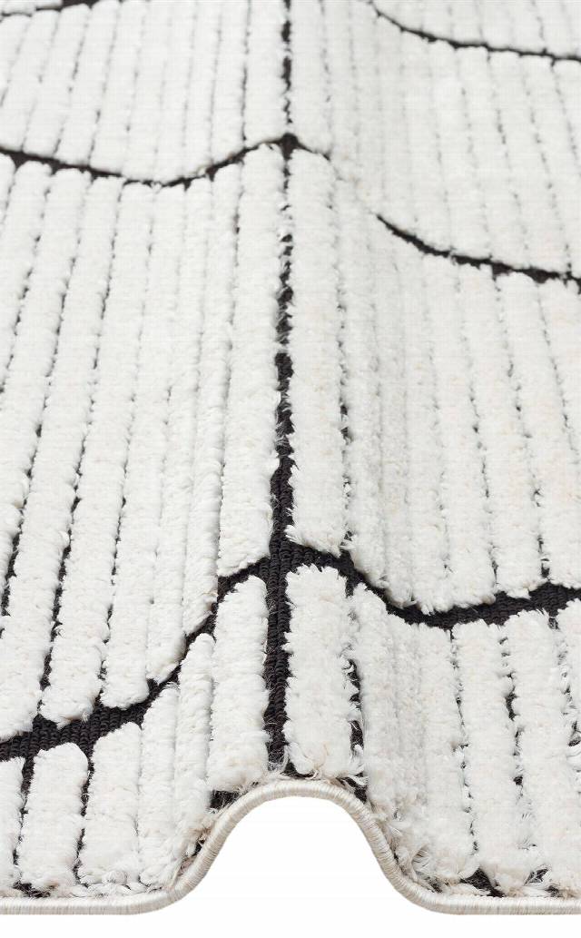 TERAZZO TRZ 07 WHITE BLACK  Hav Toz Vermez Yumuşak Dokulu Etnik Örgü Desenlere Sahip Modern İskindinav Halı