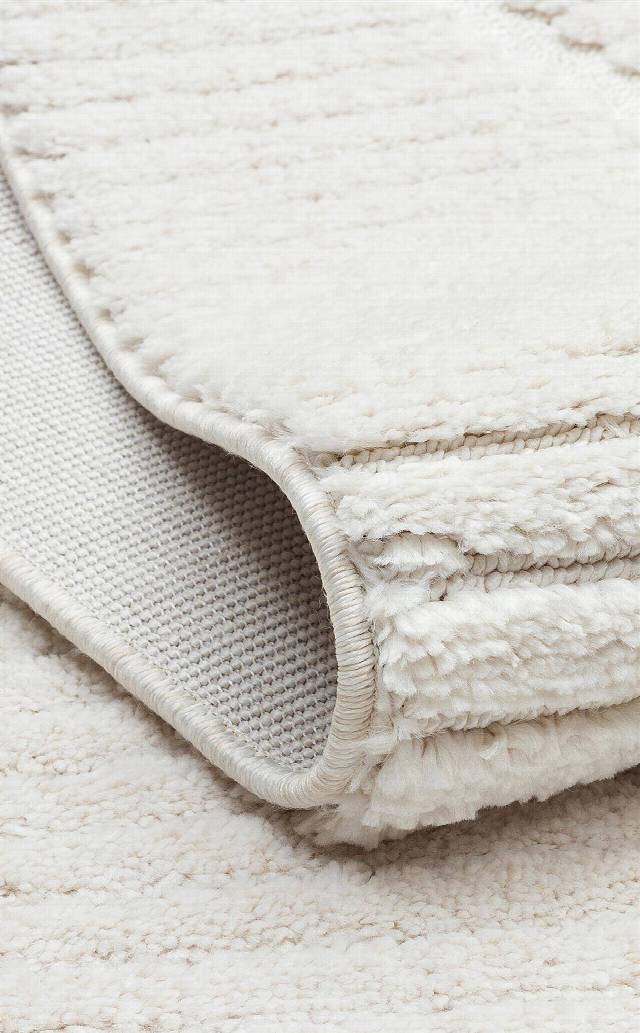 TERAZZO TRZ 07 WHITE  Hav Toz Vermez Yumuşak Dokulu Etnik Örgü Desenlere Sahip Modern İskindinav Halı