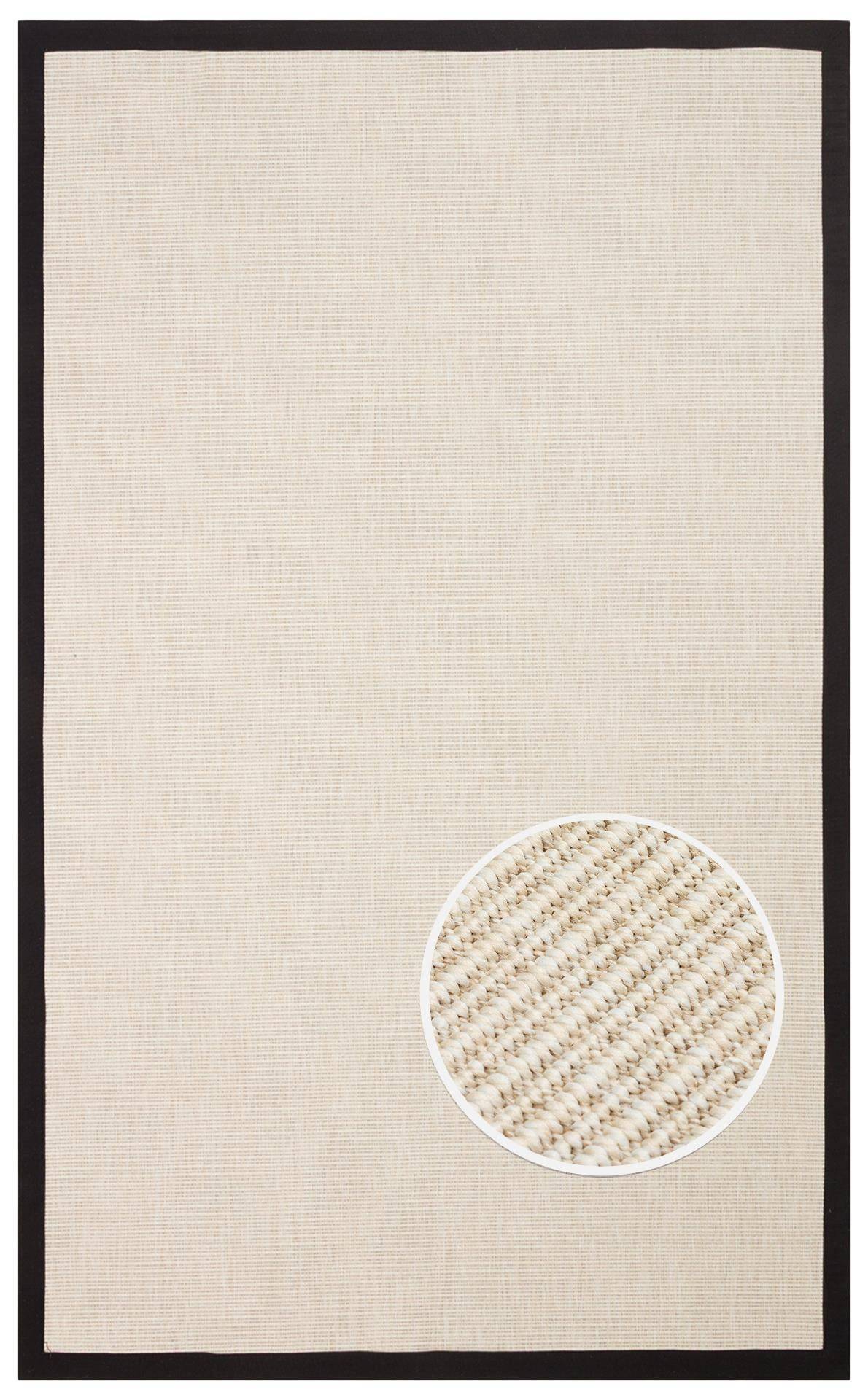 VENTURA SISAL VNT 2706 CREAM BRD BLACK  İç ve Dış Mekan Kullanımına Uygun Hav Vermeyen Kolay Temizlenebilir Sisal Görünümlü Halı