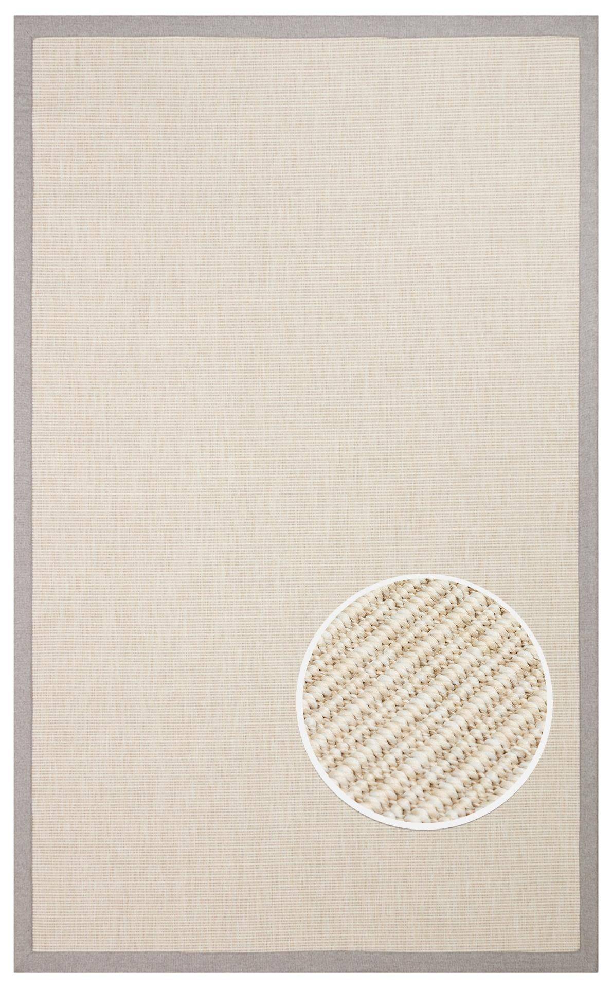VENTURA SISAL VNT 2706 CREAM BRD GREY  İç ve Dış Mekan Kullanımına Uygun Hav Vermeyen Kolay Temizlenebilir Sisal Görünümlü Halı