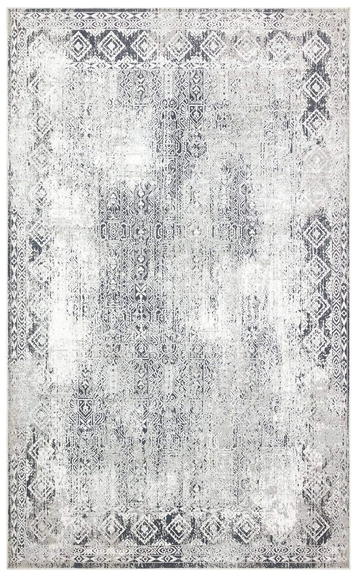 VERONA VR 08 GREY BLACK XW  Yumuşak İpeksi Tuşeli Yüksek Alçak Oymalı Modern İnce Makine Halısı