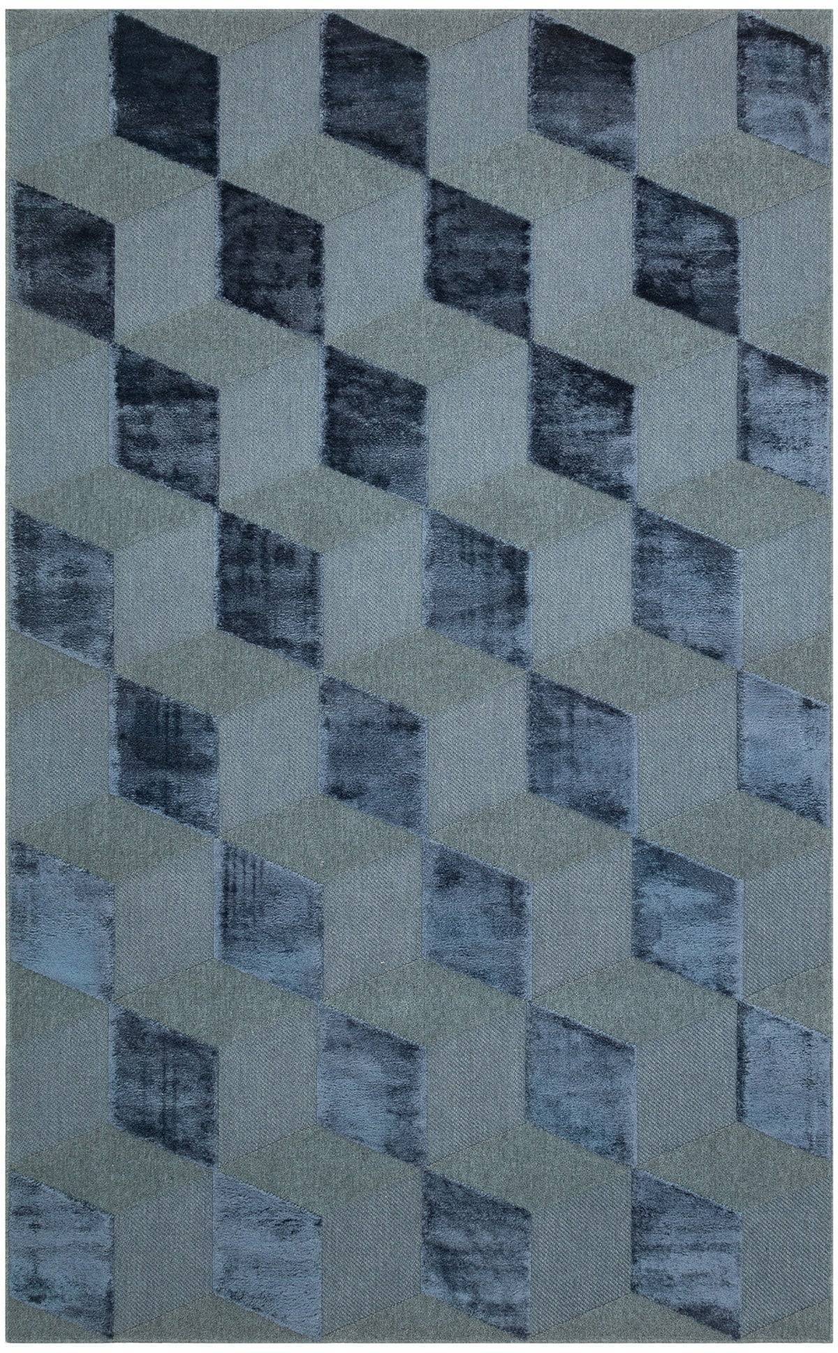 ZENITH DYED ZNT 05 NAVY DYED  Yüksek Alçak Dokulu Naturel Yün ve Viskon Modern Dokuma Halı