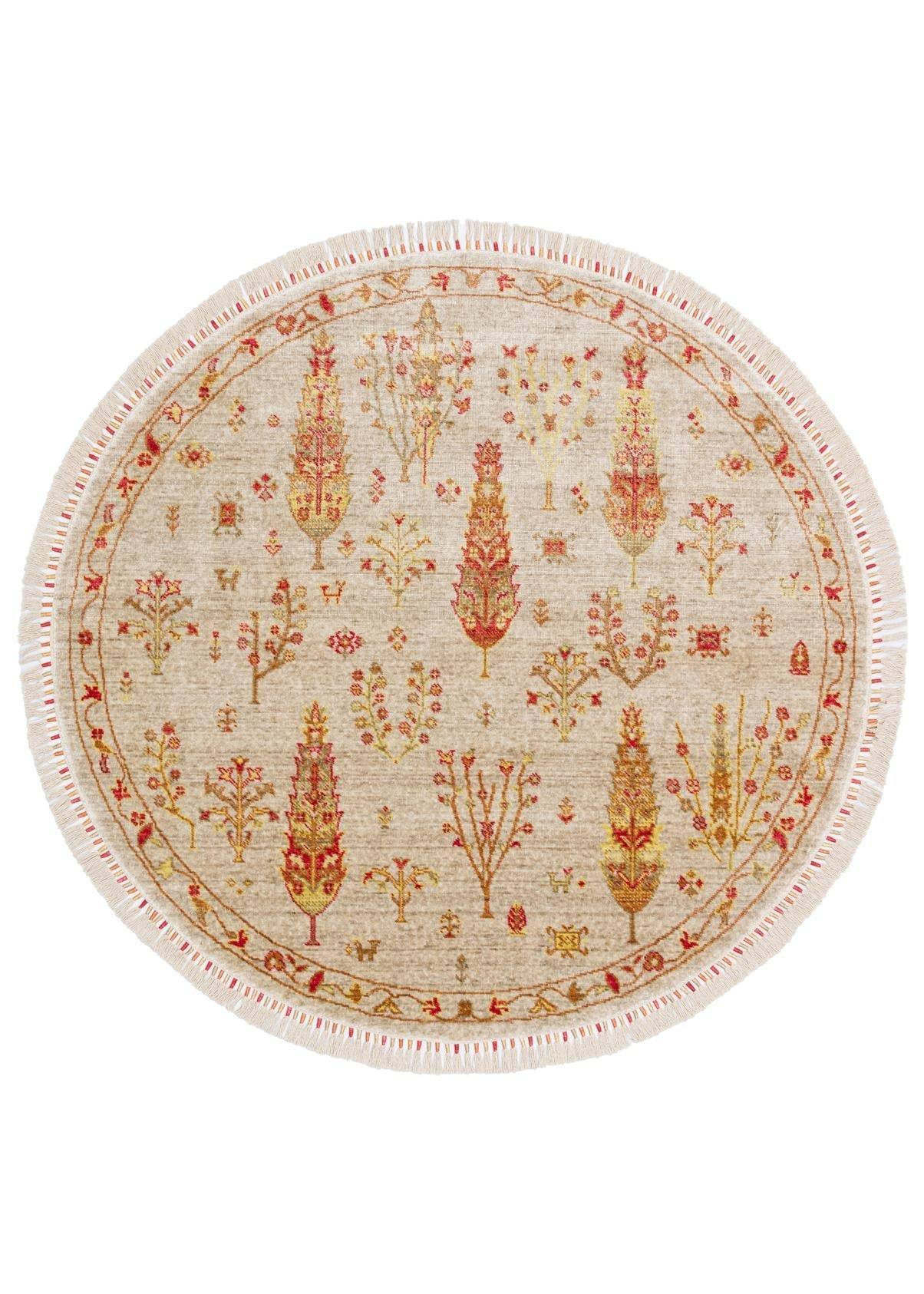ZARA ZR 08 BEIGE AUTUMN Q Otantik Desenli Özel Hav Vermeyen ve Kolay Temizlenebilir Bambu Viskonu Kullanılarak El Emeği ile Özel Tezgahlarda Üretilen Modern Uşak Halısı